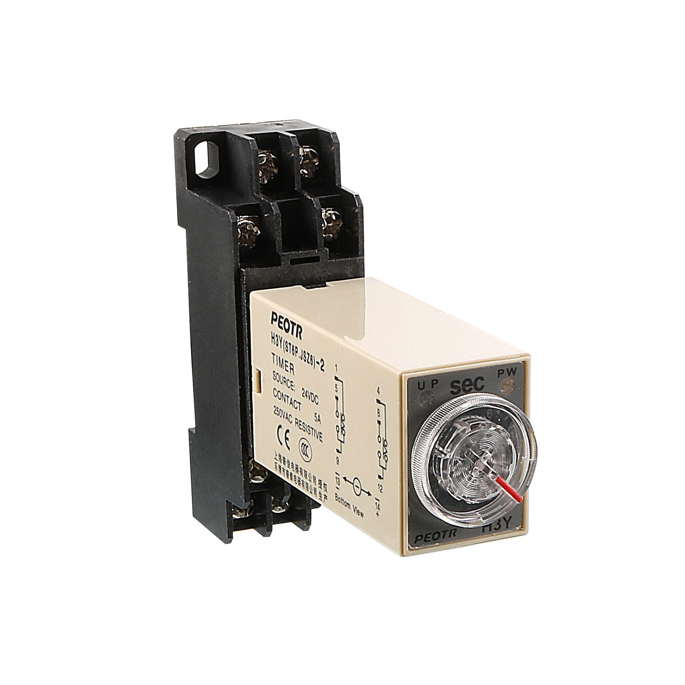uxcell Uxcell Rotary Knob Control DC 24V 8Pin DPDT 0-10 Seconds Power on Delay Timer Relay