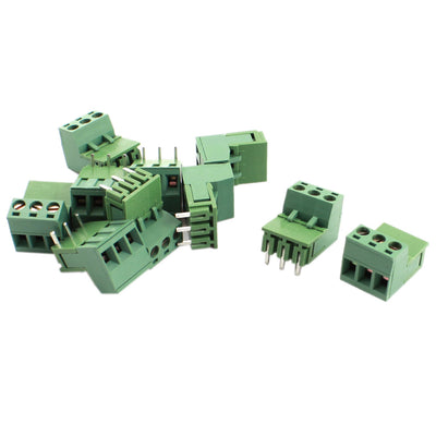 Harfington Uxcell 10Pcs 5.08mm Pitch 3 Pole PCB Mount Screw Terminal Block Cable Connector