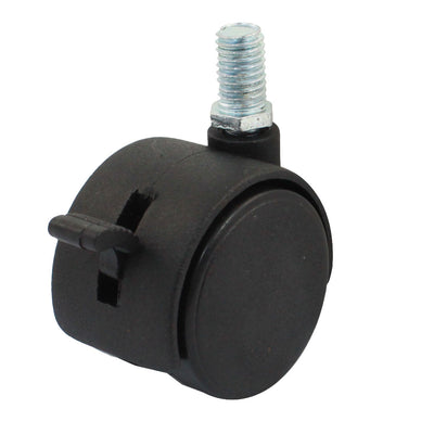 Harfington Uxcell 10mm Thread Stem Connector 1.5" Twin Wheel Swivel Brake Caster Black for Office Chair Furniture