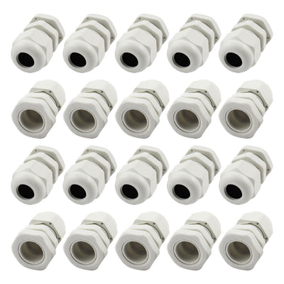 Harfington Uxcell 20Pcs M18X1.5 3mm to 10mm Waterproof Connector Adapter Joint Plastic Cable Gland White
