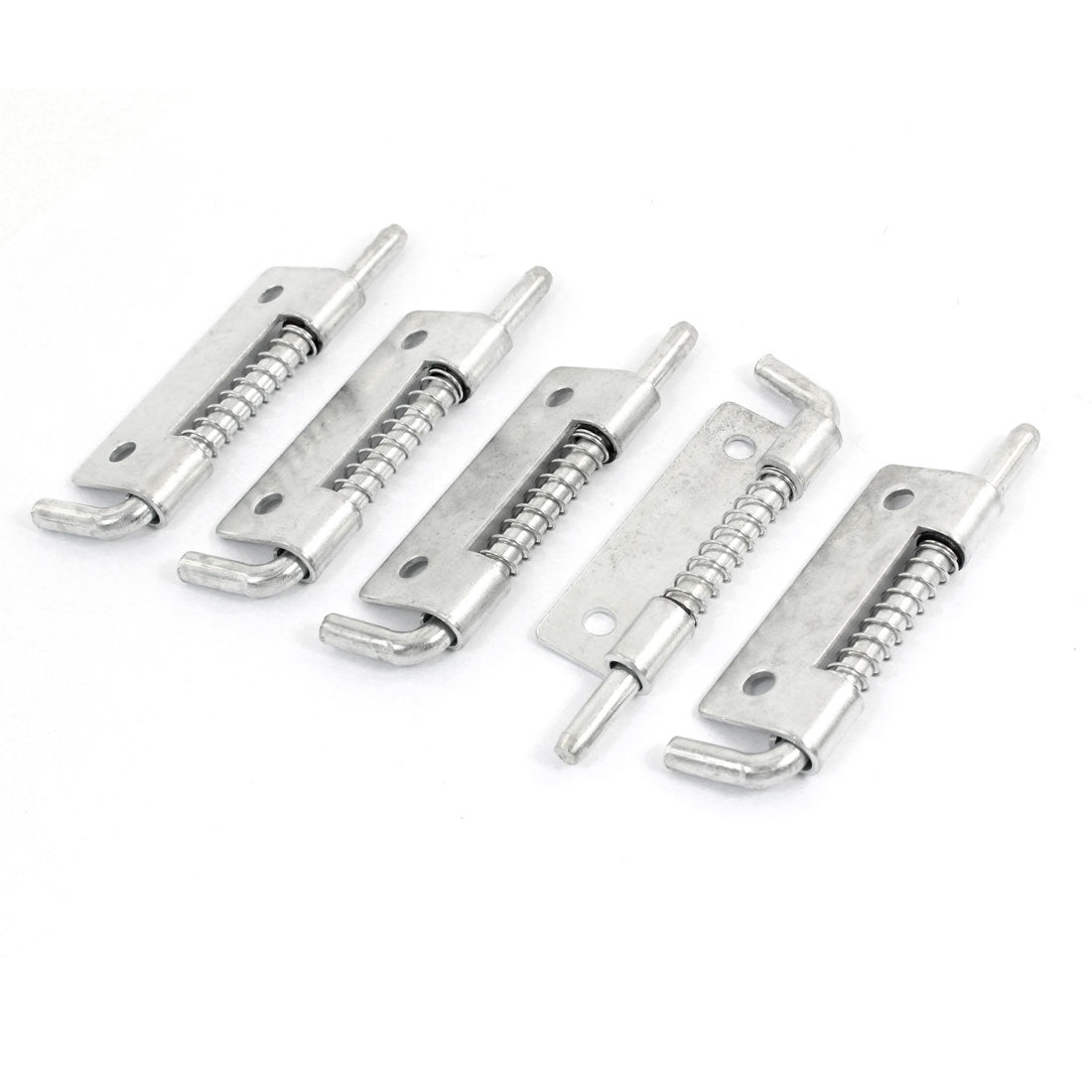 uxcell Uxcell 5 Pcs Locked Spring Loaded Metal Barrel Bolt Latch Silver Tone 9cm Length