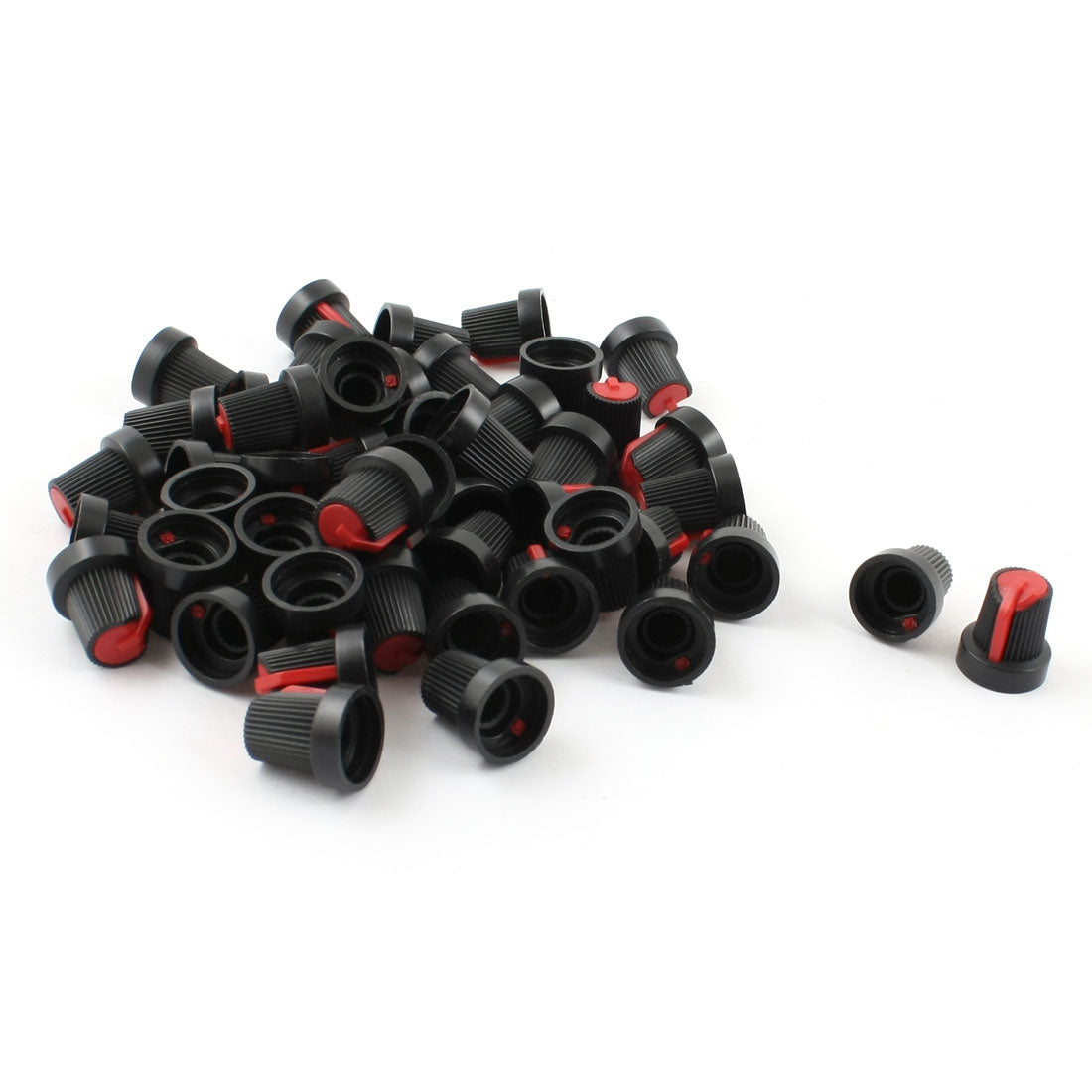 uxcell Uxcell 49pcs 6mm Knurled Shaft Red Top Taper Volume Knob Cap for Potentiometer Pot