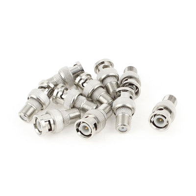 Harfington Uxcell 10PCS Metal BNC Male to F Female Jack RF Coaxial Adapter Connector