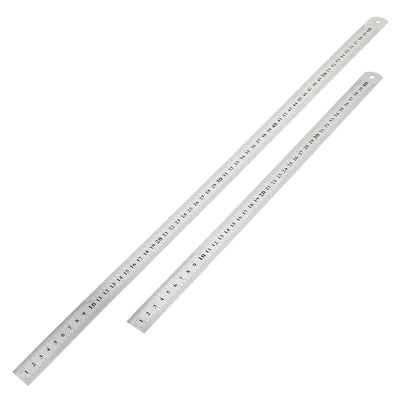 Harfington Uxcell 2 in 1 40cm 60cm Measure Range Multi Accuracy Double Sides Office   Metric Scale Straight Ruler Silver Tone