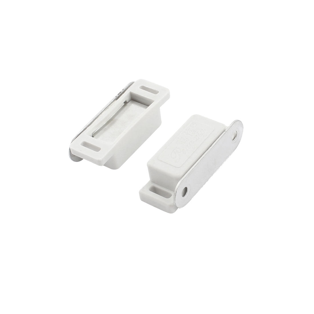 uxcell Uxcell 2 Pcs White Plastic Shell Metal Plate Cabinet Door Magnetic Catch Set 1.7"