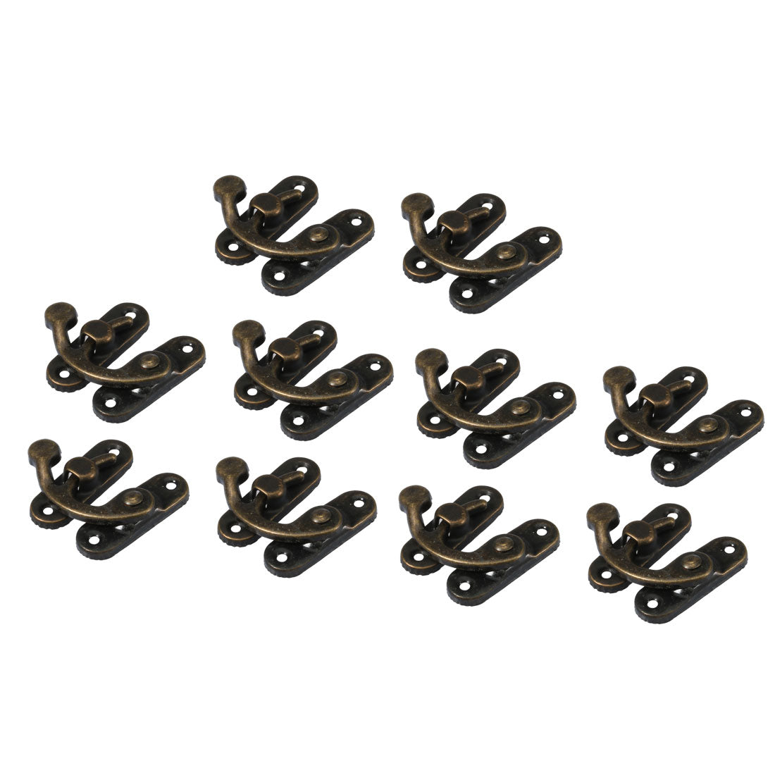 uxcell Uxcell Right Latch Hook Antique Wood Necklace Box Case Catch Hasp Bronze Tone 10 Pcs w Screws