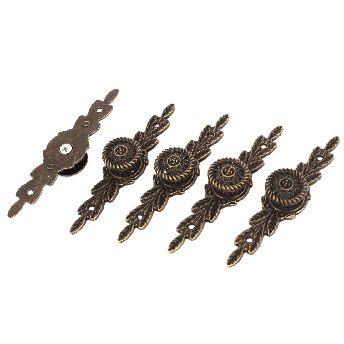 uxcell Uxcell Hardware Drawer Cupboard Door Classical Pull Handle Bronze Tone 5 Pcs w Screws