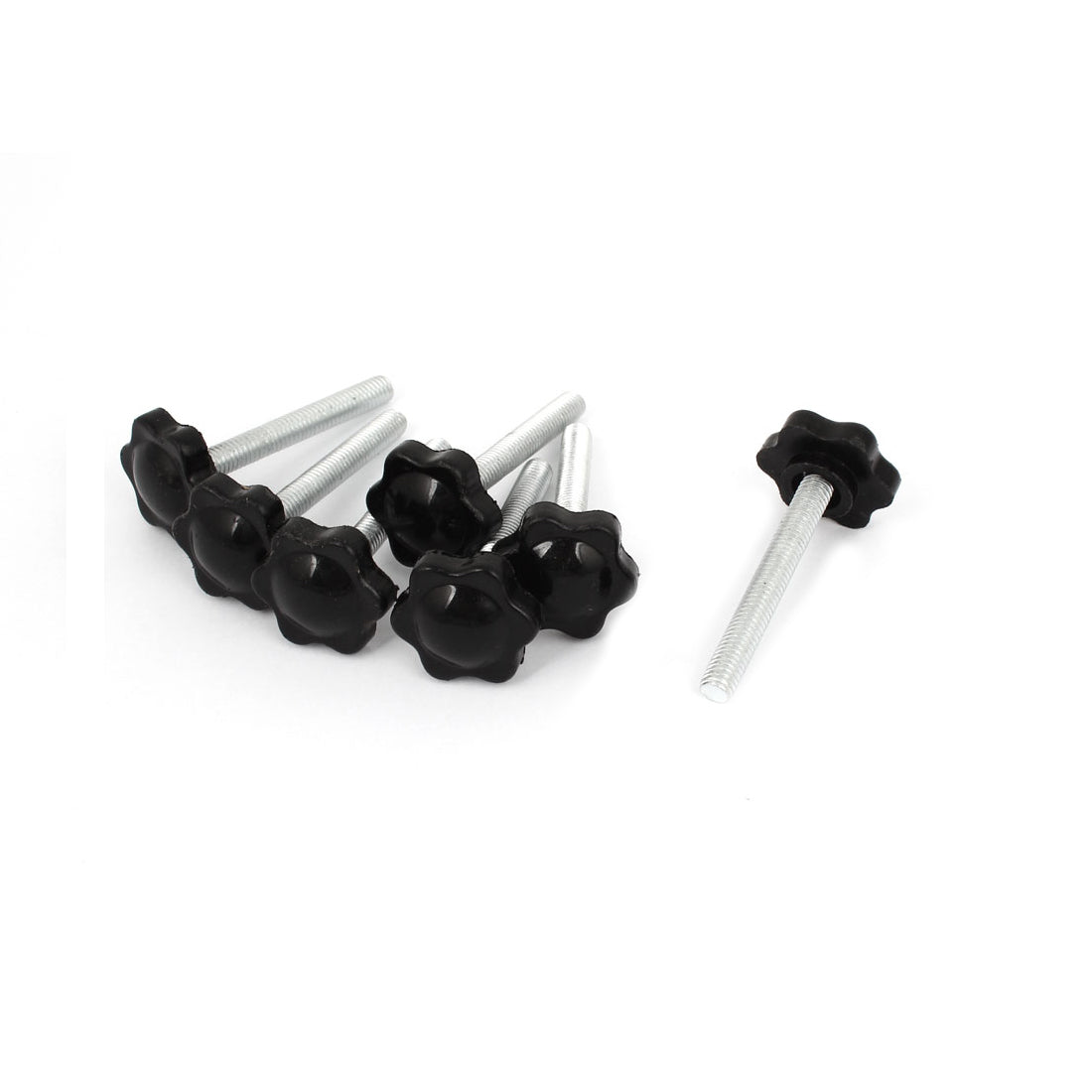 uxcell Uxcell 8 Pcs Black Spare Part M6 x 45mm Male Threaded Knurled Grip Star Knob