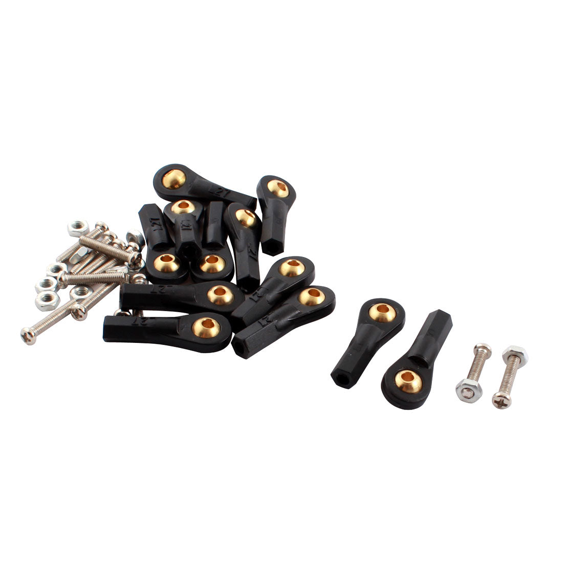 uxcell Uxcell 12Pcs RC Car Boat Black 2.5X27X3mm Rod End Metal Ball Head Buckle Joints Set w Screws