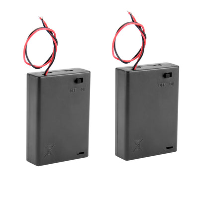 Harfington Uxcell 2 Pcs Wired ON/OFF Switch 3 x AA 4.5V Battery Holder Case w Cover