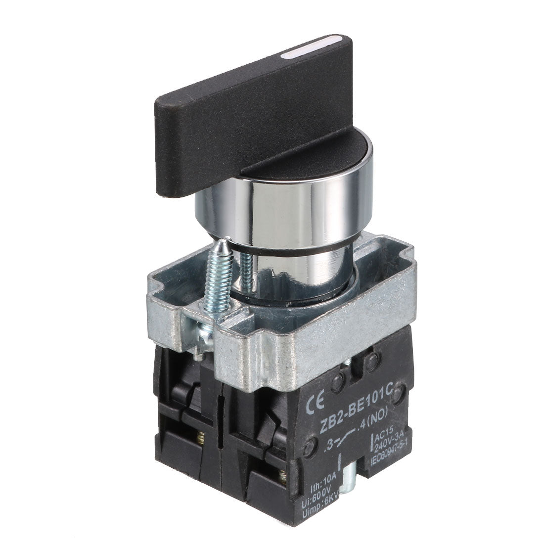 uxcell Uxcell ZB2-BE101 21mm Panel Mount SPDT 2NO 3-Position Rotary Selector Switch AC 600V 10A