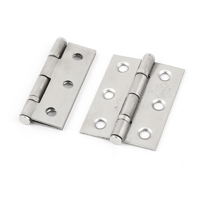 Harfington Uxcell 2 Pieces Hardware 50mm 2" Long Metal Hinge Silver Tone for Home Drawer Door