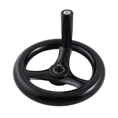 Harfington Uxcell 16mm Center Bore 160mm Diameter Round Black Plastic 3 Spoke Hand Wheel Handwheel w Removable Handle for Milling Machine