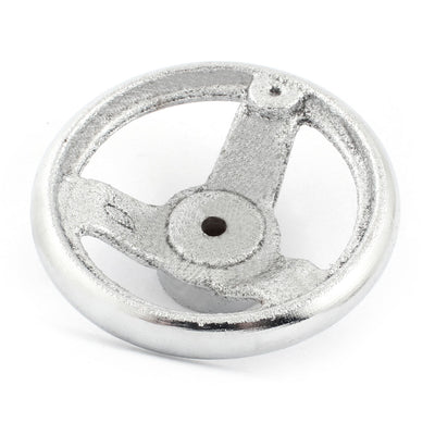 Harfington Uxcell 7mm Mounting Hole Three Spoke 100mm Diameter Round Silver Tone Iron Hand Wheel Handwheel for Milling Machine Lathe