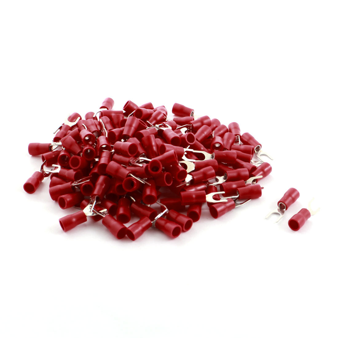uxcell Uxcell 150PCS Red Insulated Furcate Fork Terminals Cable Lug AWG16-14 SV2-4