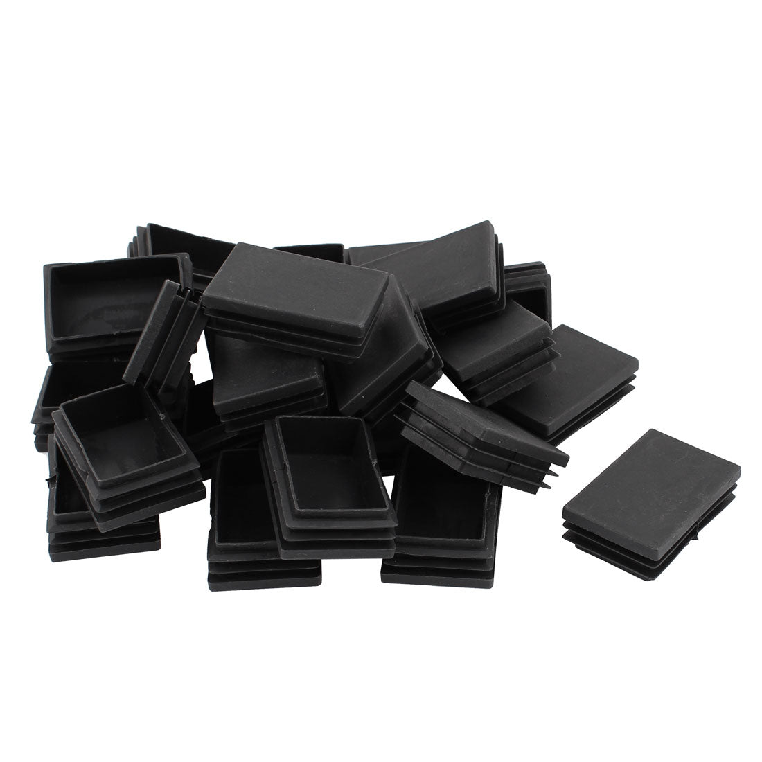 uxcell Uxcell 40mm x 60mm Plastic Rectangle Shaped End Cup Tube Insert Black 24 Pcs