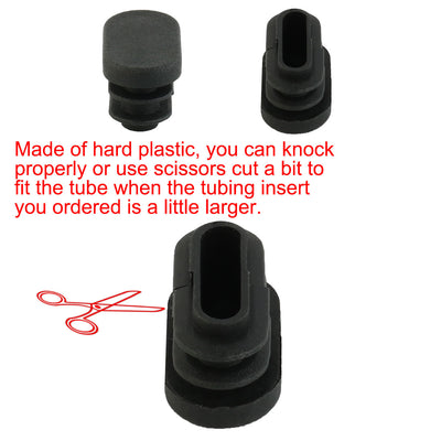 Harfington Uxcell 16mm x 30mm Plastic Oval Shaped End Cup Tube Insert Black 24 Pcs