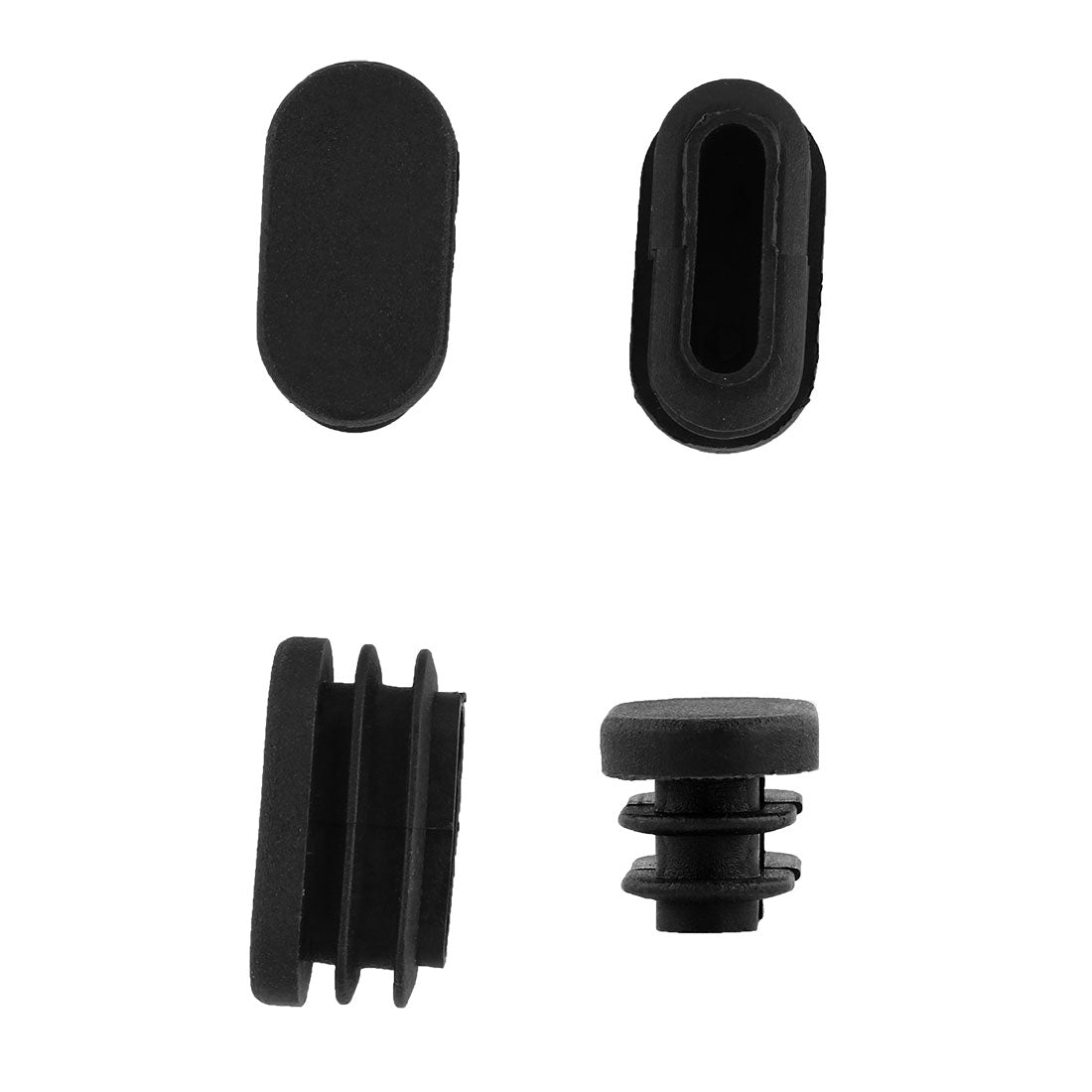 uxcell Uxcell 16mm x 30mm Plastic Oval Shaped End Cup Tube Insert Black 24 Pcs