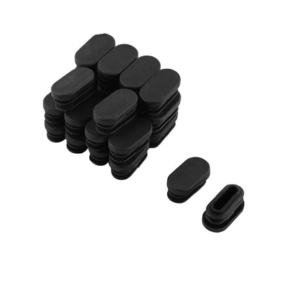 Harfington Uxcell 16mm x 30mm Plastic Oval Shaped End Cup Tube Insert Black 24 Pcs