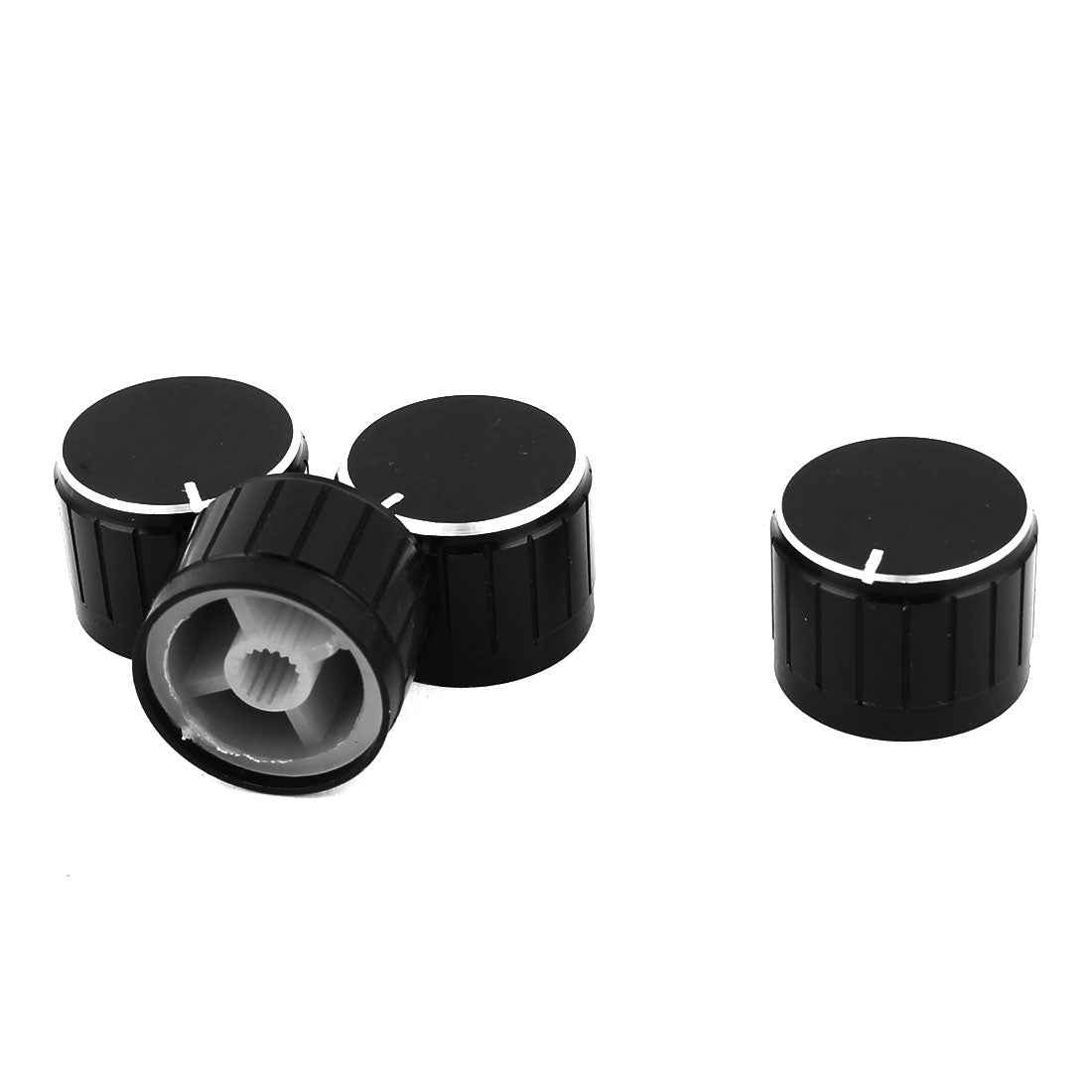 uxcell Uxcell 4 Pcs Black Silver Tone Plastic Potentiometer Rotary Control Knobs Caps 17x21mm