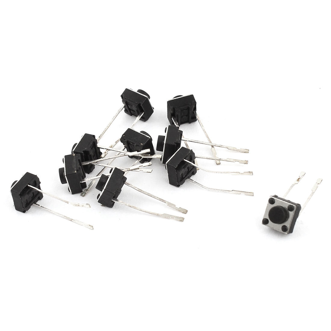 uxcell Uxcell 10 Pcs Momentary Tactile Tact Push Button Switch Black 6x6x5mm 14mm Leads