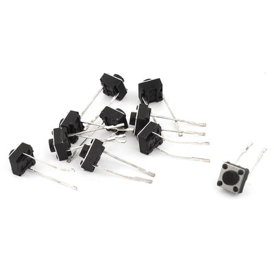 Harfington Uxcell 10 Pcs Momentary Tactile Tact Push Button Switch Black 6x6x5mm 14mm Leads