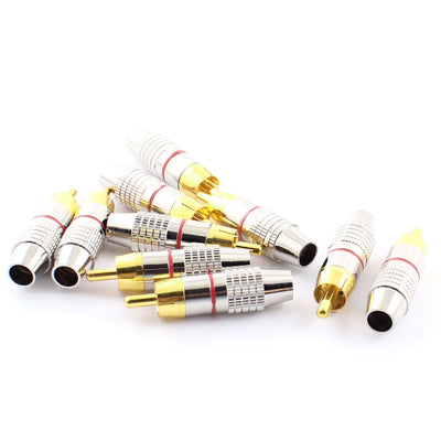 Harfington Uxcell 10pcs Brass RCA Male Audio Video Coaxial Cable Connector Adapters