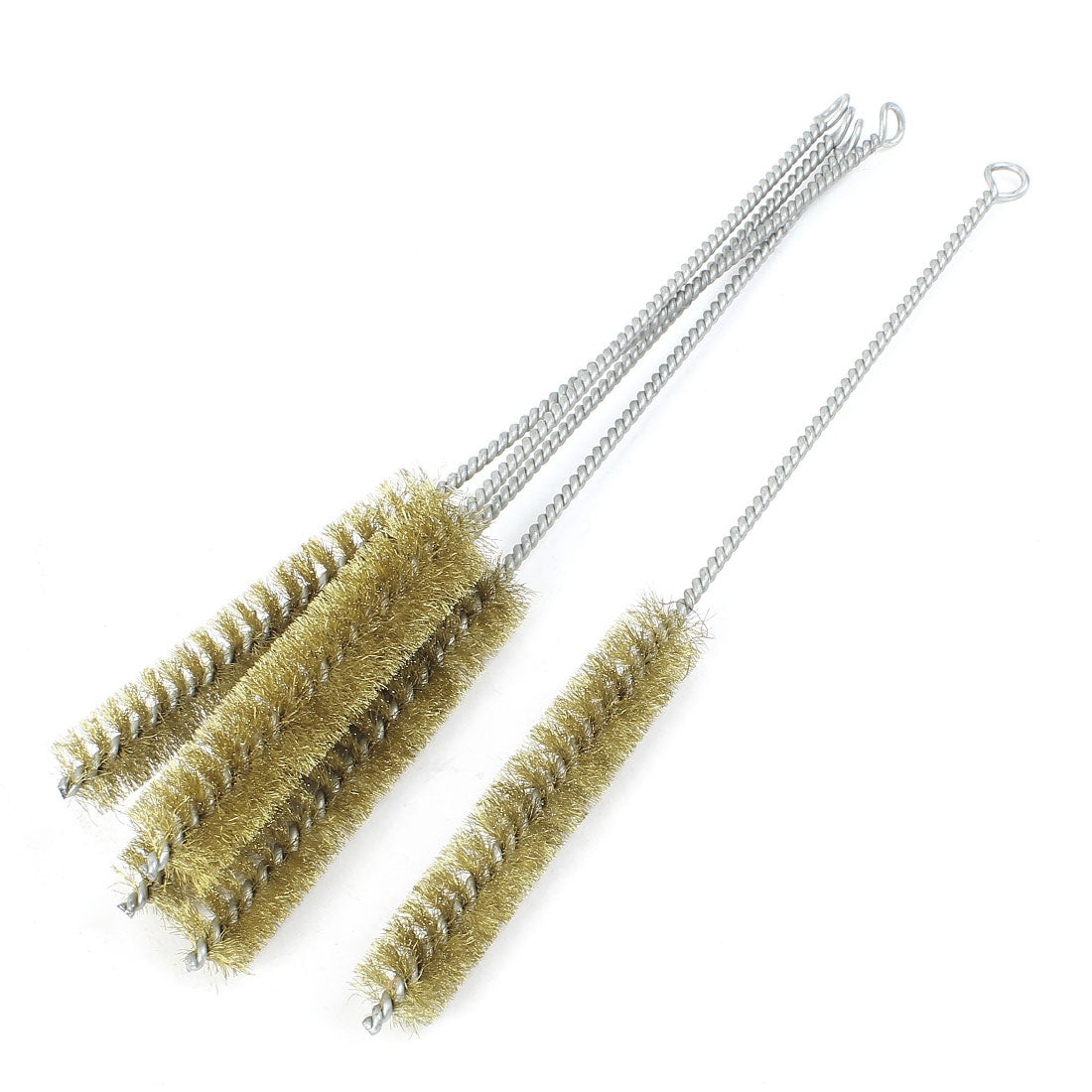 uxcell Uxcell 5 Pcs 20mm Diameter Dense Brass Wire Tube Brush Cleaning Tool 30cm Length