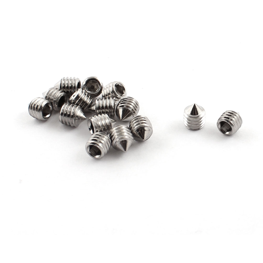 uxcell Uxcell 15pcs M5 x 6mm 304 Stainless Steel Hex Socket Cone Point Grub Screw