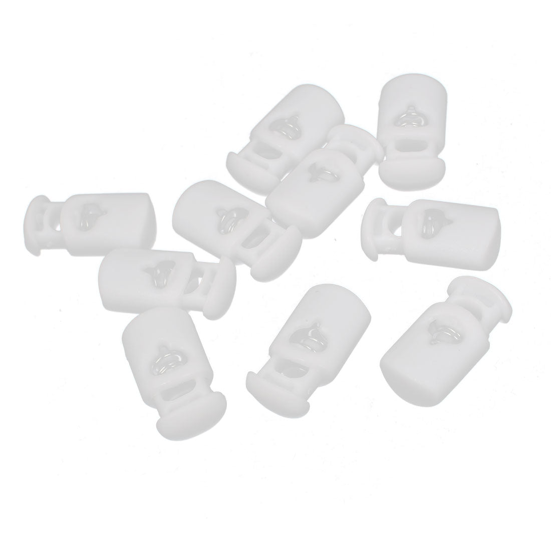 uxcell Uxcell White Plastic Single Hole 5mm Dia Cylindrical Shape Spring Loaded Clamps Clip Tent Drawstring Cord Locks Stopper Toggles Fastener 10pcs