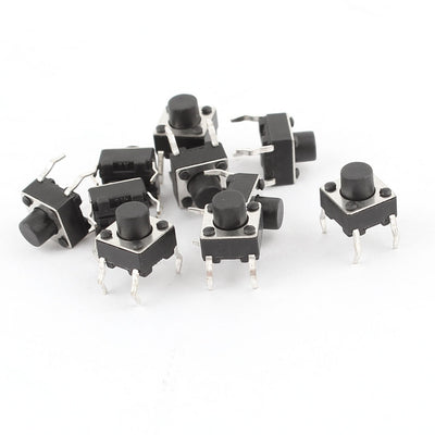 Harfington Uxcell 10 Pcs 6 x 6 x 6mm Momentary 4Pin DIP Micro PCB Round Button Tact Switch 2mm Height Knob