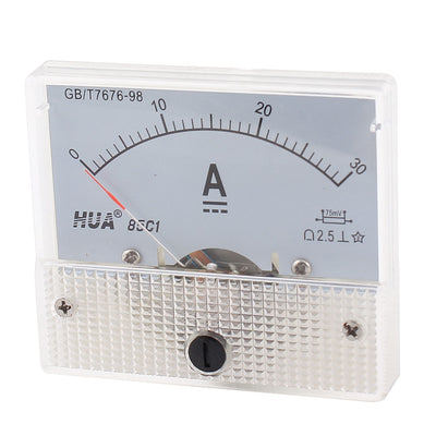 Harfington Uxcell 85C1 DC 0-30A Analog Ammeter Analogue Panel Ampmeter Current Meter Gauge White