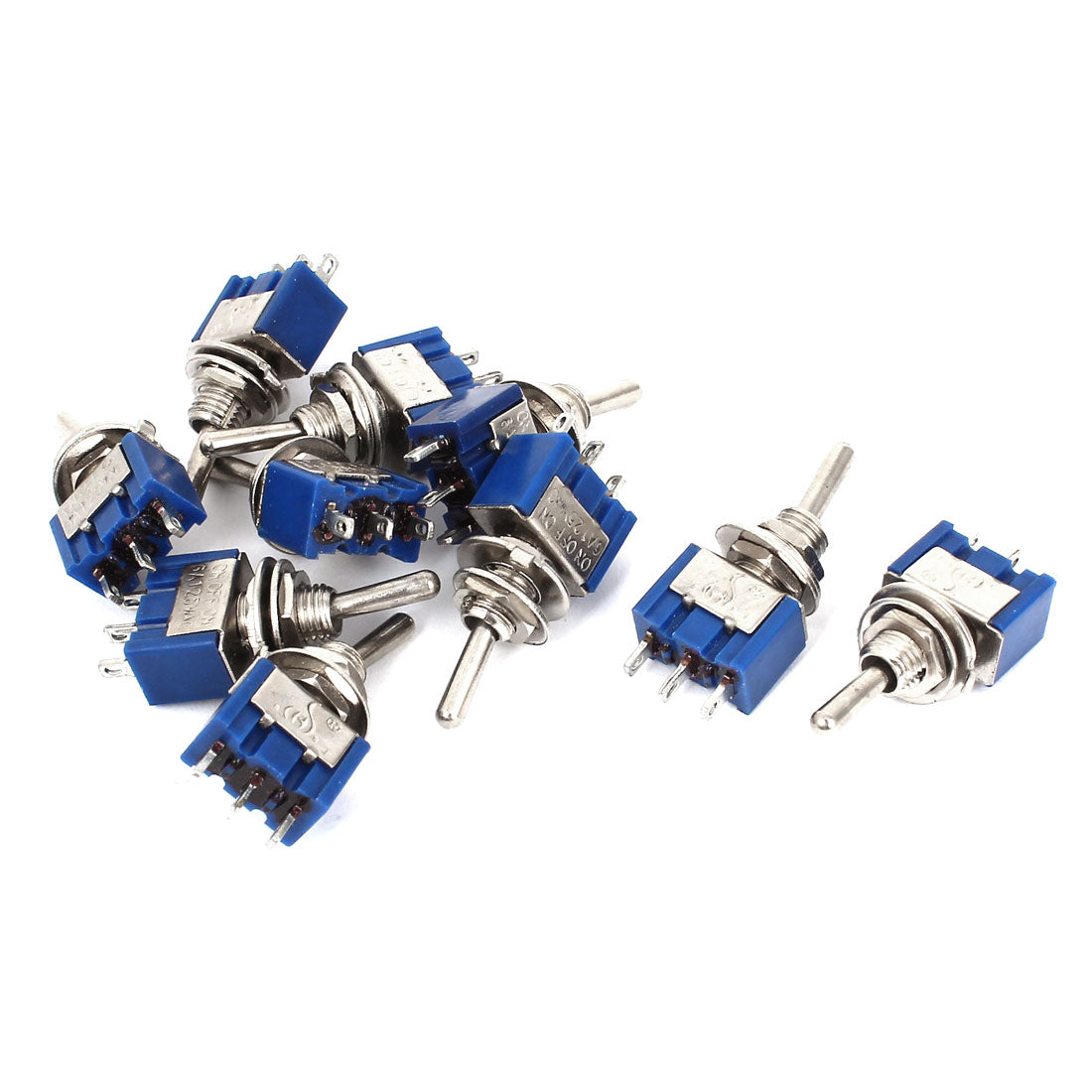 uxcell Uxcell 10 Pcs Blue 3 Terminals SPST 3-Position ON-OFF-ON 6mm Thread Toggle Switch AC 125V/6A