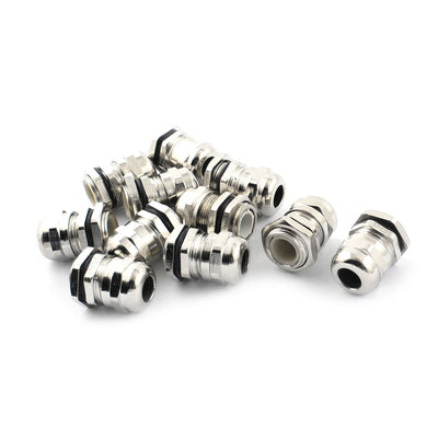Harfington Uxcell 12Pcs PG9 Metal Waterproof Locknut Stuffing Cable Gland Connector for 4-8mm Dia Wire