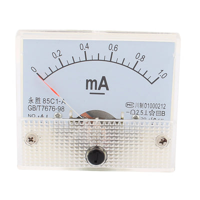 Harfington Uxcell 85C1 DC 0-1.0mA Analog Ammeter Panel Current Meter Ampmeter Gauge White