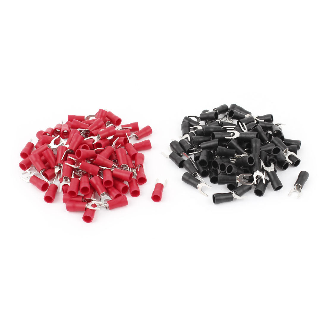 uxcell Uxcell 160PCS 14-12 AWG #10 Stud Insulated Fork Spade Terminals Electrical Connector Black+Red