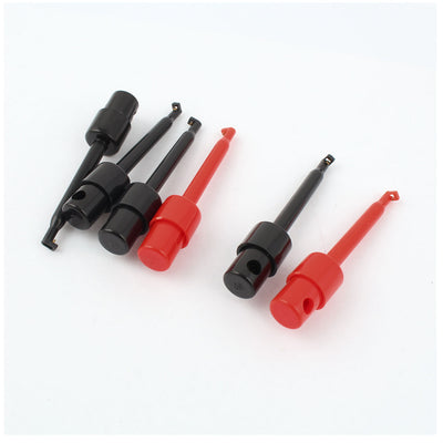 Harfington Uxcell 6pcs Red Black Large Size Round Single Hook Testing Clip for Multimeter Test Lead Cable