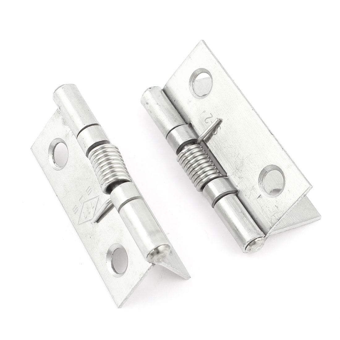 uxcell Uxcell 2pcs Spring Loaded Silver Tone Metal Window Cabinets Door Hinges Hardware 1.5"