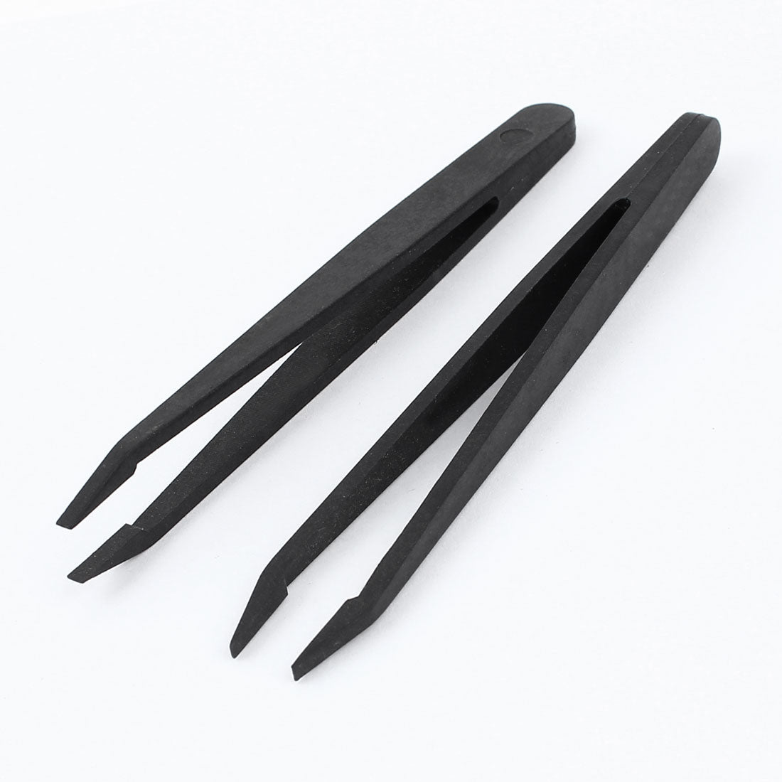 uxcell Uxcell Craft Hobby Precision Tool Black Plastic 2.6mm Tip Anti-static Tweezers 2PCS