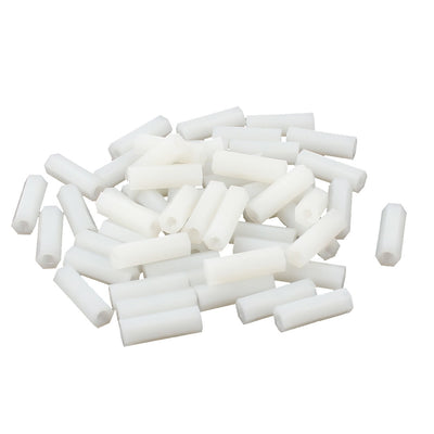 Harfington Uxcell 3mm x 18mm M3 Female Thread White Nylon PCB Spacer Hex Stand-Off Nut 50Pcs