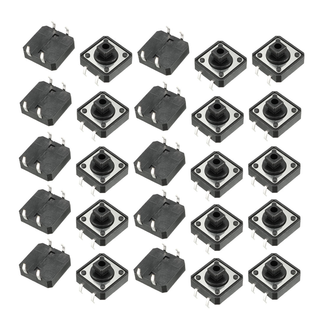 uxcell Uxcell 25 Pcs 12x12mm 4 Pins DIP PCB Mount Momentary Square Button Tactile Tact Switch