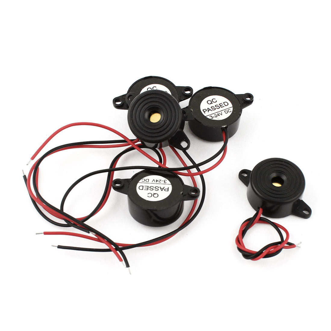 uxcell Uxcell 5Pcs DC 3-24V Wire Leads Audio Piezo Electronic Alarm Buzzer with 5.3mm Hole