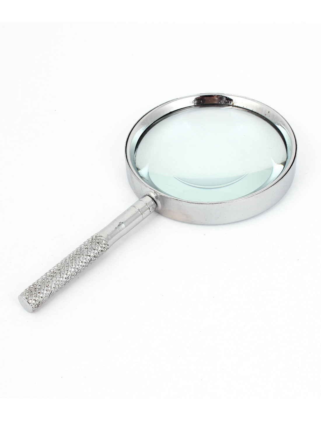 uxcell Uxcell Handheld Metal Shell 60mm Dia Lens 4X Magnifying Glass Magnifier Silver Tone