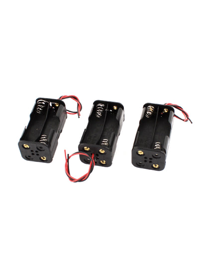 Harfington Uxcell 3 Pcs Black 4 x 1.5V AA Battery Batteries Holder Storage Case w Leads Wire