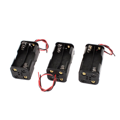 Harfington Uxcell 3 Pcs Black 4 x 1.5V AA Battery Batteries Holder Storage Case w Leads Wire