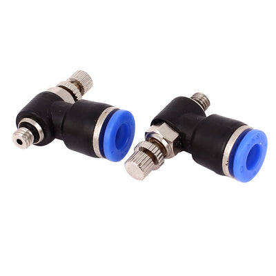 Harfington Uxcell Pneumatic 6mm to 5mm Male Thread One Touch Tube Speed Control Valve 2 Pcs