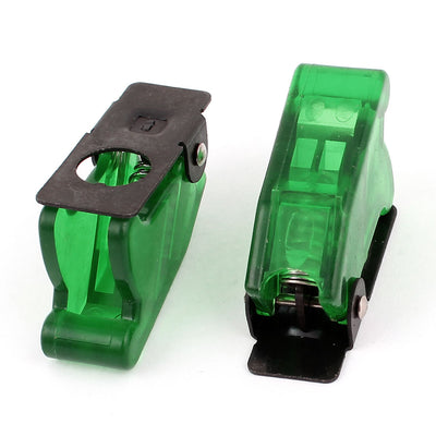 Harfington Uxcell 2Pcs Waterproof Green Plastic Flip Safety Cover Cap Guard for 12mm Toggle Switch
