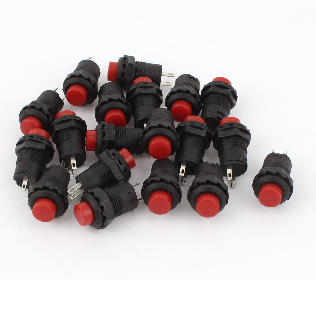 uxcell Uxcell AC 250V/1.5A 125V/3A Cap SPST Latching Round Push Button Switch 20 Pcs Red