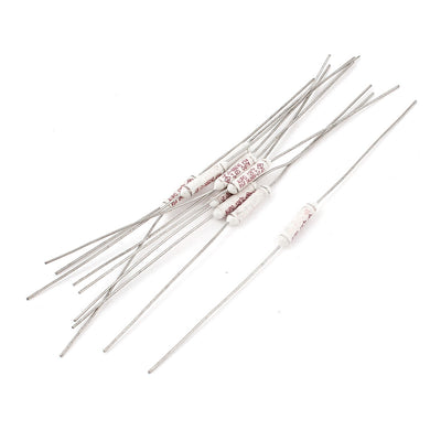 Harfington Uxcell 10 Pcs Axial Leads Metal 125 Celsius Temperature Thermal Fuses AC 250V 2A