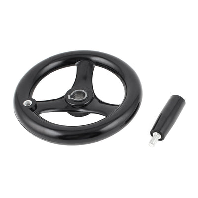 Harfington Uxcell 16mm x 160mm Black 3 Spoked Handwheel Hand Wheel with M10 Removable Handle